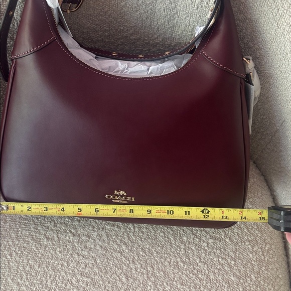 Coach Smooth Leather Burgundy Shoulder Hobo Shoulder or Crossbody Bag NWT - Picture 6 of 8